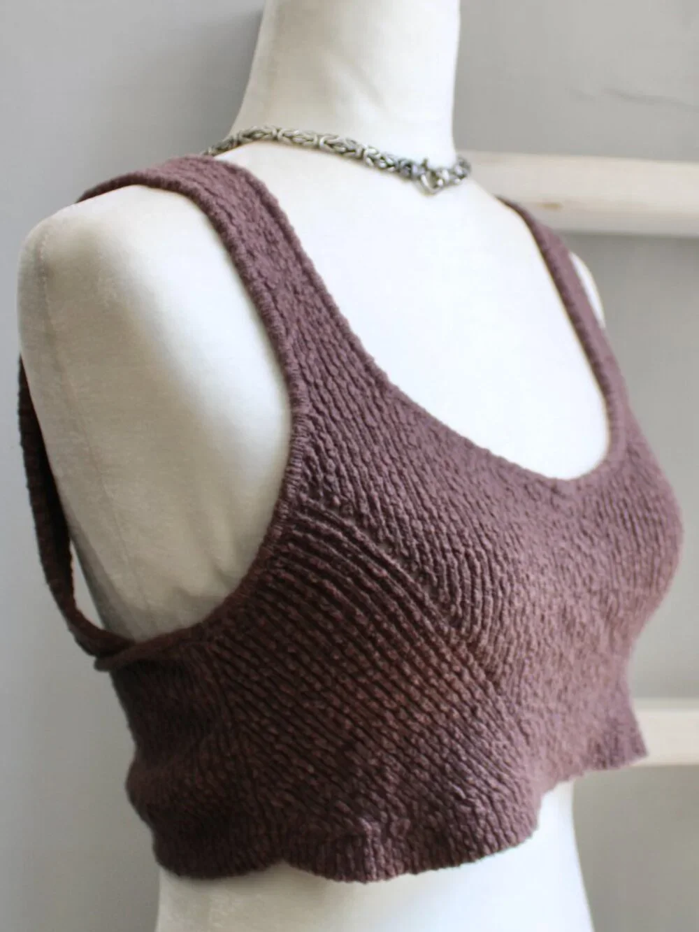 Urban Outfitters Textured Crochet Brown Cropped Tank Top Size Large